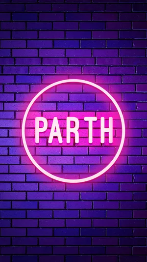 Neon Sign Name Parth Purple Brick Wall Wallpaper