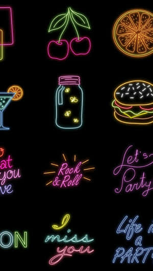 Neon Sign Set With Different Neon Signs Wallpaper