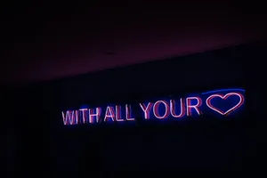 Neon Sign With All Your Heart Wallpaper