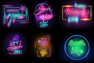 Neon Signs Collectionfor Eventsand Sales Wallpaper