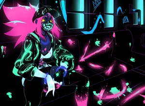 Neon Stealth Akali Artwork Wallpaper