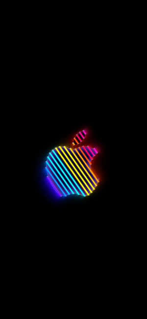 Neon Striped Apple Silhouette Wallpaper