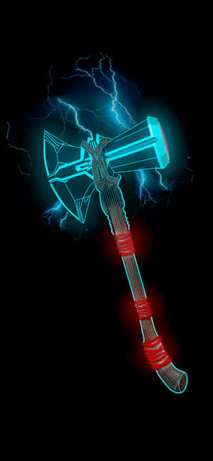 Neon Thor Hammer Lightning Art Wallpaper