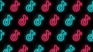 Neon Tik Tok Logo Pattern Wallpaper