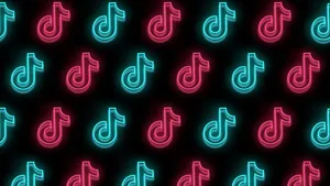 Neon Tik Tok Logo Pattern Wallpaper