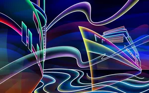 Neon Voyage Artwork Wallpaper