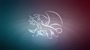 Neon White Outline Salamence Wallpaper
