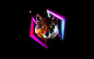 Neon Wolf Geometric Art Wallpaper