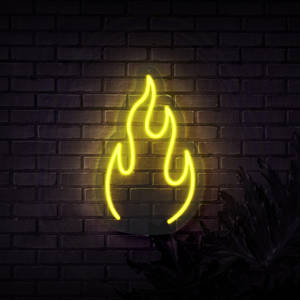 Neon Yellow Fire On Wall Wallpaper