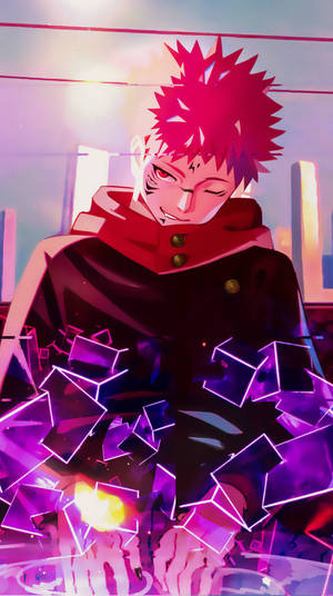 Neon Yuji Itadori Jujutsu Kaisen Iphone Wallpaper