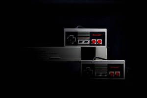 Nes Gaming Set In Dark Wallpaper