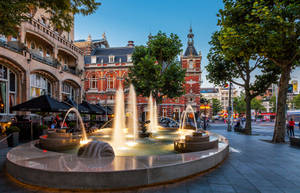 Netherlands Amsterdam Hotels With Fountain Wallpaper