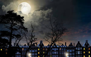 Netherlands Spooky Dutch Houses Art Wallpaper