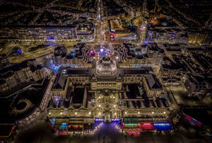 Netherlands The Hague Aerial View At Night Wallpaper