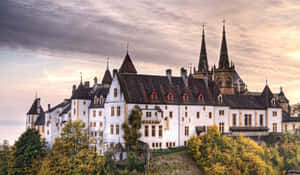 Neuchatel Castle Sunset View Wallpaper