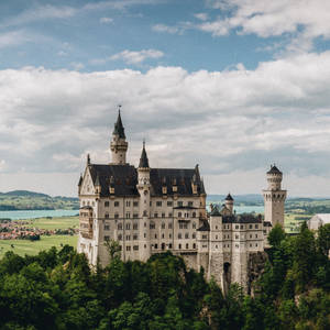 Neuschwanstein Castle Green Trees Side View Wallpaper