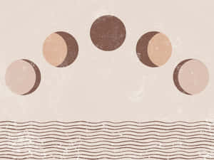 Neutral Aesthetic Desktop Moon Phases Wallpaper