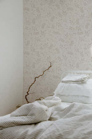 Neutral Floral Bedroom Interior Wallpaper