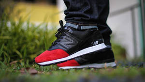 New Balance On Feet Photograph Wallpaper