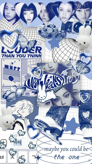 New Jeans_ Blue_ Collage_ Aesthetic.jpg Wallpaper