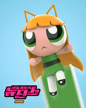 New Jeans Powerpuff Girls Haerin Character Wallpaper