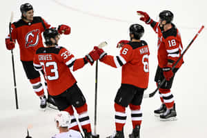 New Jersey Devils Celebration On Ice Wallpaper