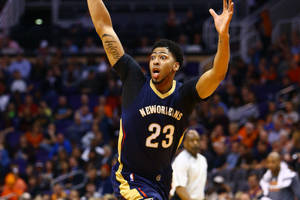 New Orleans Pelicans Anthony Davis Surprised Look Wallpaper