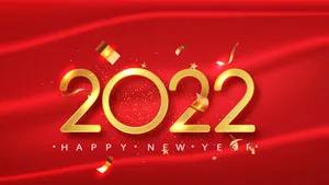 New Year 2022 Gold On Red Wallpaper