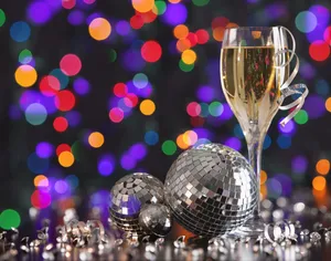 New Year's Champagne Rainbow Lights Wallpaper