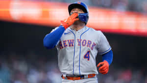 New York Baseball Player Adjusting Helmet Wallpaper