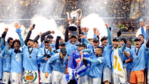 New York City Fc Celebrating Victory In Major League Soccer Wallpaper