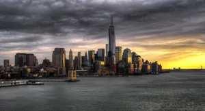 New_ York_ City_ Skyline_ Sunset_ H D R.jpg Wallpaper