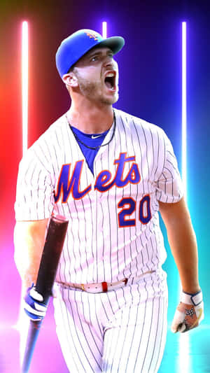 New York Mets Star Pete Alonso Hits A Homerun Wallpaper