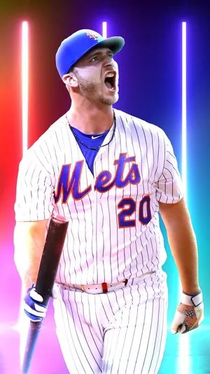 New York Mets Star Pete Alonso Hits A Homerun Wallpaper