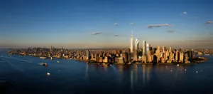 New York Skyline On Dual Monitors Wallpaper