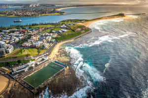 Newcastle Australia Coastline Aerial View Wallpaper