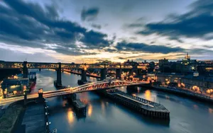Newcastle Upon Tyne River Tyne Bridges Dusk Wallpaper