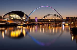 Newcastle Upon Tyne River Tyne Bridgesat Twilight Wallpaper