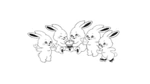 Newjeans Bunny Group Illustration Wallpaper