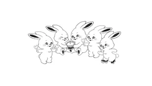 Newjeans Bunny Group Illustration Wallpaper