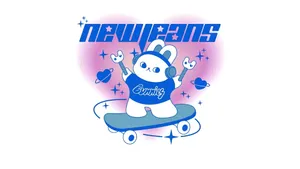 Newjeans Bunny Skateboard Design Wallpaper