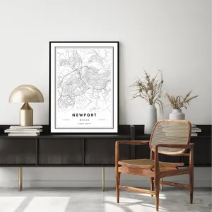 Newport Map Art Interior Design Wallpaper