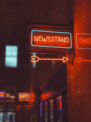 Newsstand Sign Neon Iphone Wallpaper