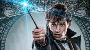 Newt Scamander Wielding Magic Wand Wallpaper