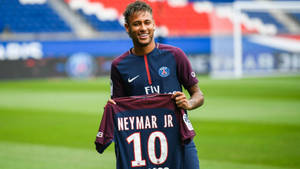 Neymar 4k Holding A Jersey Wallpaper