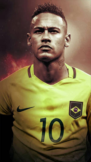 Neymar Showing Determination As An Ambassador For Brazil Wallpaper