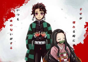 Nezuko And Tanjiro Standing Side By Side. Wallpaper