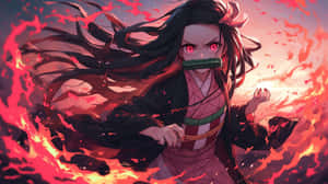 Nezuko Demon Form Artwork Wallpaper