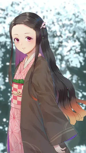 Nezuko Kamado, Taking A Side Angle Pose. Wallpaper