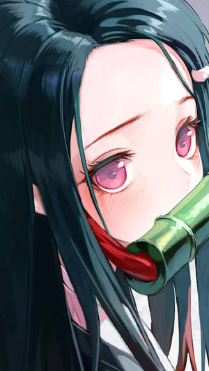 Nezuko Kamado Wears A Bamboo Muzzle To Protect Herself And Those Around Her Wallpaper